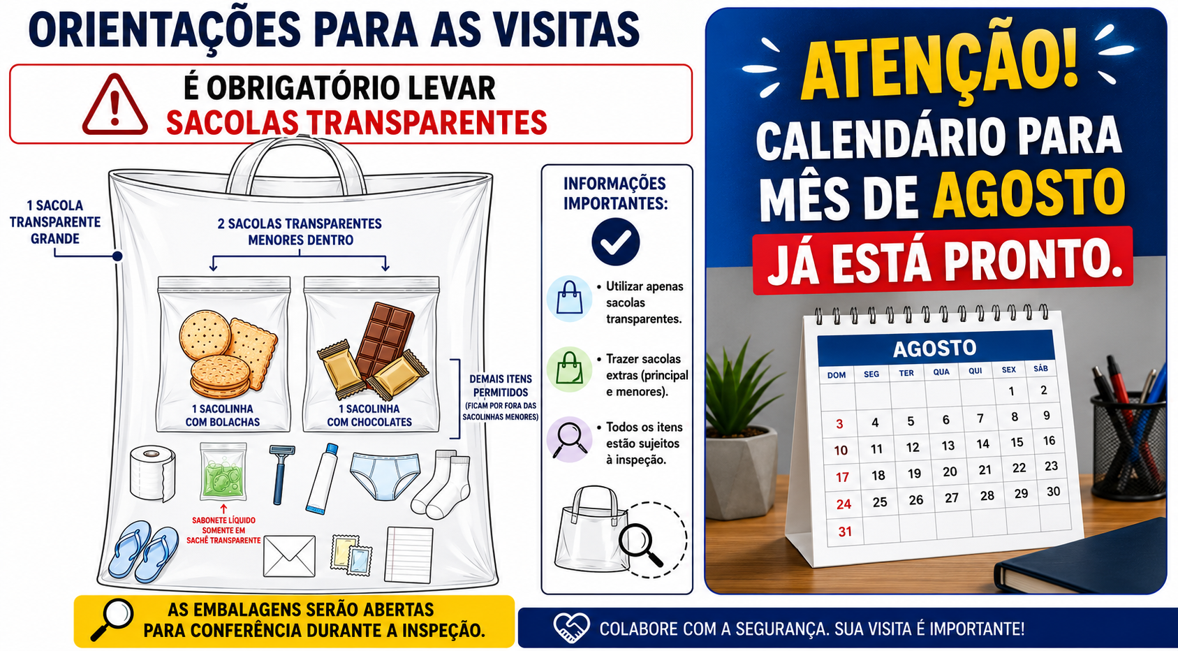 Calendário de Entrega de Sacolas 08/2026