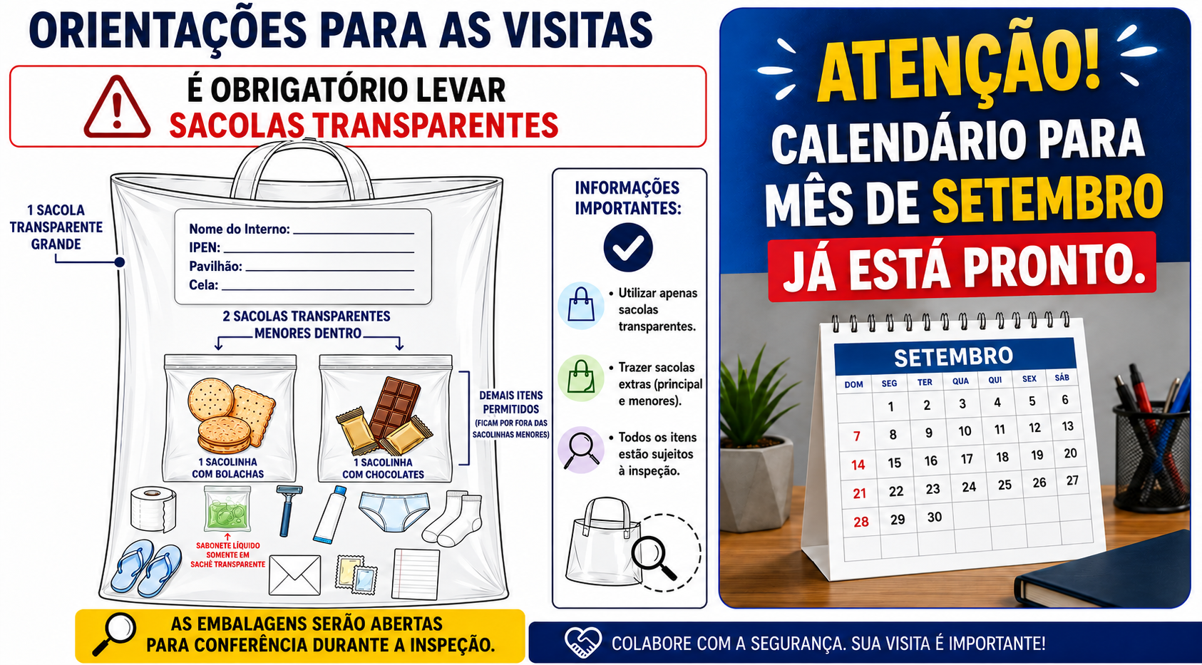 Calendário de Entrega de Sacolas 09/2026